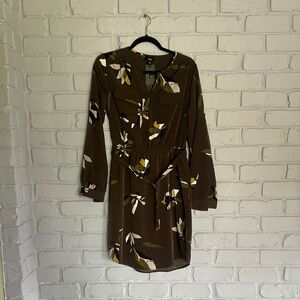 NEW Floral Brown Long Sleeve Dress size S